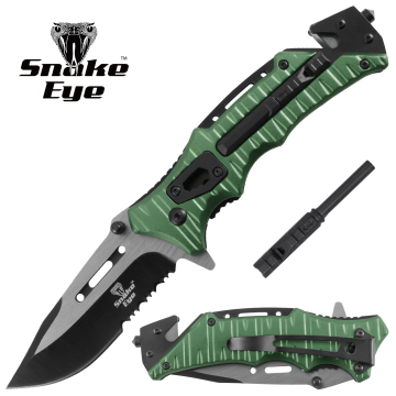 Snake Eye Tactical Rescue Style Survival Spring Assist Folding Knife SE-5379GN
